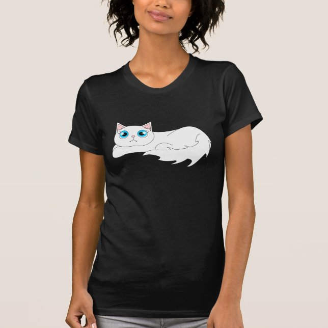 Niedlicher weißer Ragdoll Katzen-Cartoon T-Shirt (Vorderseite)