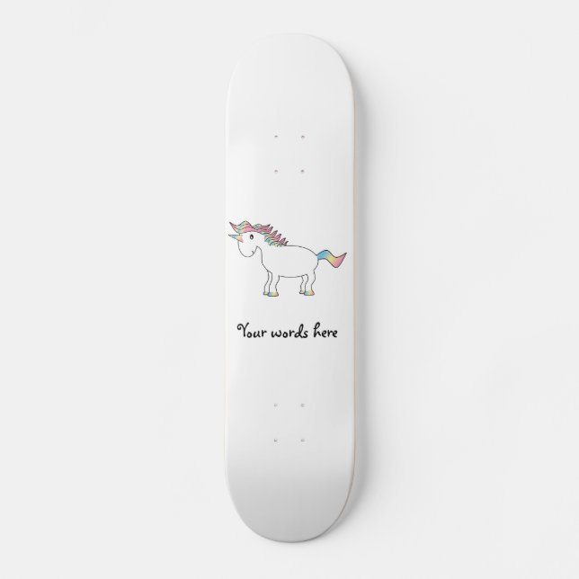 Niedlicher, weißer Regenbogen Skateboard (Vorderseite)