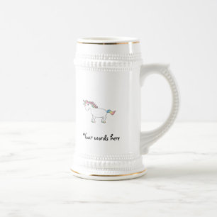 Niedlicher weißer Regenbogen Unicorn Bierglas