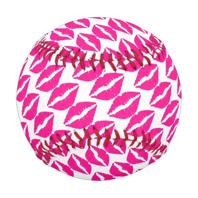 Niedlicher, weißer Rosa Küsse Muster Krawatte Case Baseball (Vorderseite)