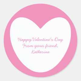 Niedlicher weißer rosafarbener Herzkloster Valenti Runder Aufkleber