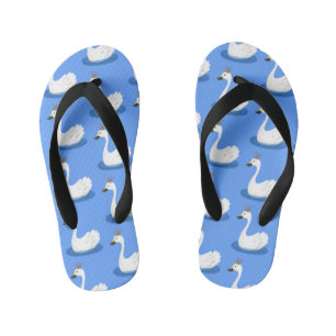 Niedlicher weißer Schwan mit Kronen Cartoon Kinderbadesandalen