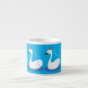Niedlicher weißer Schwan mit KronenCartoon Espressotasse
