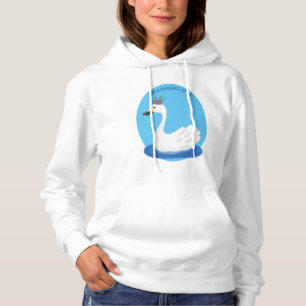 Niedlicher weißer Schwan mit KronenCartoon Hoodie