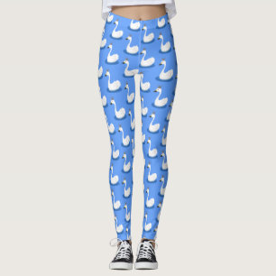 Niedlicher weißer Schwan mit KronenCartoon Leggings