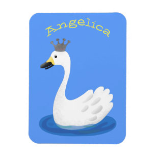 Niedlicher weißer Schwan mit KronenCartoon Magnet