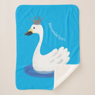 Niedlicher weißer Schwan mit KronenCartoon Sherpadecke