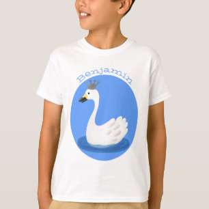 Niedlicher weißer Schwan mit KronenCartoon T-Shirt