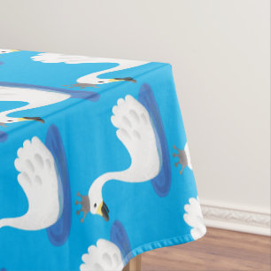 Niedlicher weißer Schwan mit KronenCartoon Tischdecke