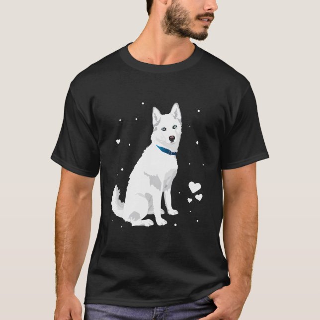 Niedlicher Weißer Siberischer Husky Weißer Schneeh T-Shirt (Vorderseite)