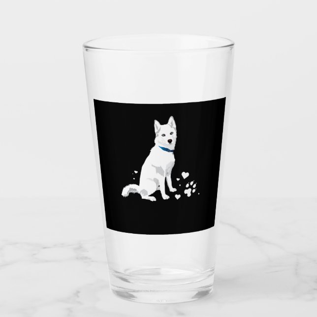 Niedlicher weißer sibirischer Husky - Sweet White  Glas (Vorderseite)