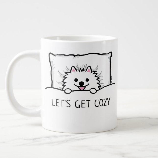 Niedlicher, weißer Spitz, gemütlich Jumbo-Tasse (Links)