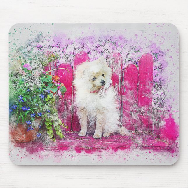 Niedlicher weißer Spitz Mousepad (Vorne)