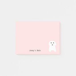 Niedlicher Weißer Teddy Bär Hund Haustier Tierisch Post-it Klebezettel