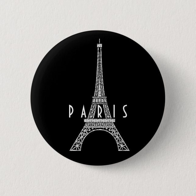 Niedlicher weißer Turm Paris Eiffel Button (Vorderseite)