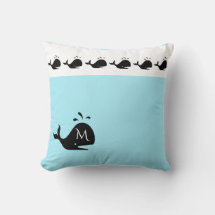 Niedlicher Weißer und Blauer Erstschwarzer Wal Kissen