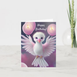 Niedlicher Weißer und rosa Baby Bird Geburtstag Feiertagskarte