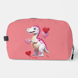 Niedlicher weißer Valentinstag-Dinosaurier Waschbeutel