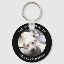 Niedlicher weißer Welpen Dose Potato mit Vater Bla Schlüsselanhänger