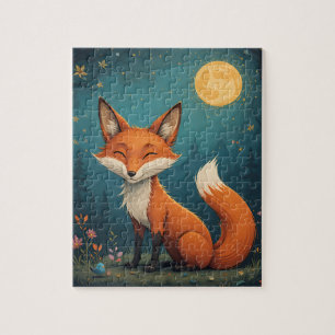 Niedlicher, weißlicher Sitzfuchs Puzzle