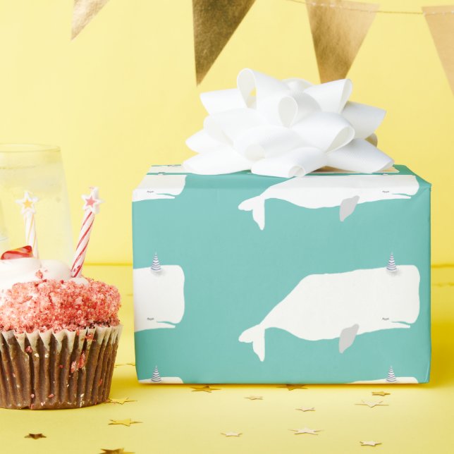 Niedlicher Weißwal Geschenkpapier (Geburtstagsparty)