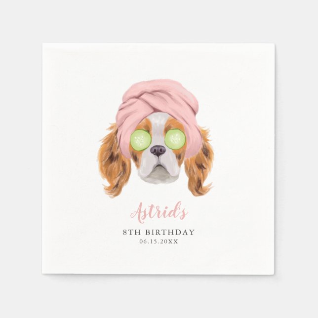 Niedlicher Wellness-Center Dog Girls Geburtstagspa Serviette (Vorderseite)