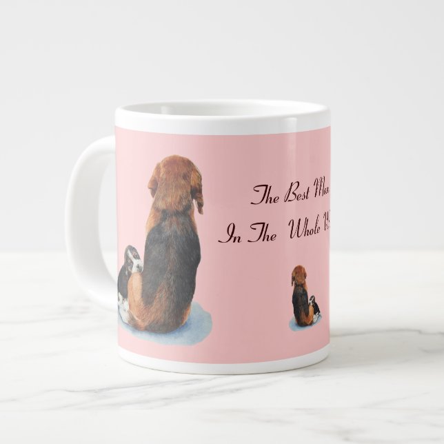 Niedlicher Welpe-Beagle-Kuschelhund-Portrait Jumbo-Tasse (Vorderseite Links)