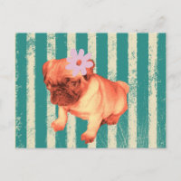 niedlicher Welpe, blaue Streifen trauriger Mops