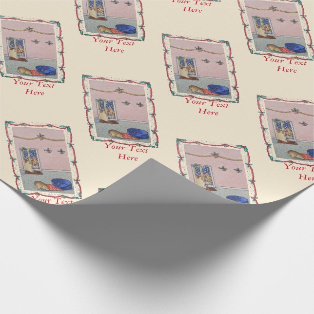 niedlicher Welpe, der von der Geschenkpapier (Ecke)