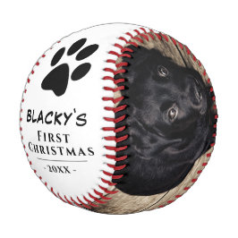 Niedlicher Welpe Erster Weihnachtshund Paw Foto Co Baseball