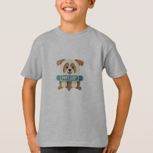 Niedlicher Welpe "Hello" Grafik-T - Shirt