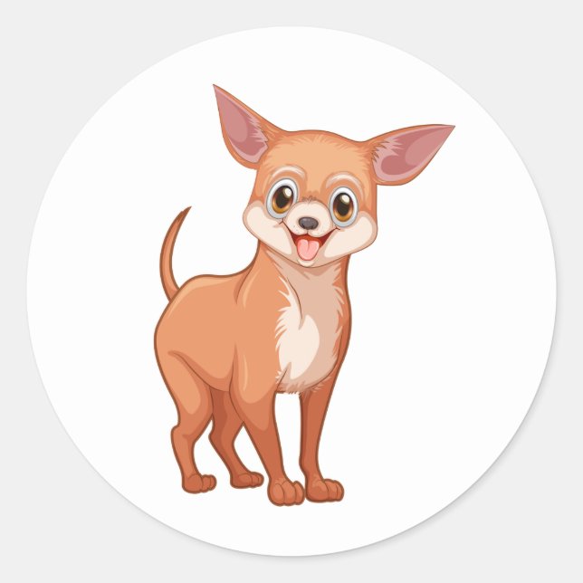 Niedlicher Welpe Hund Lover Cartoon Chihuahua Runder Aufkleber (Vorderseite)
