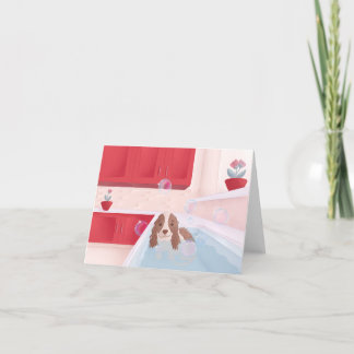 Niedlicher Welpe im Bad Feiertagskarte