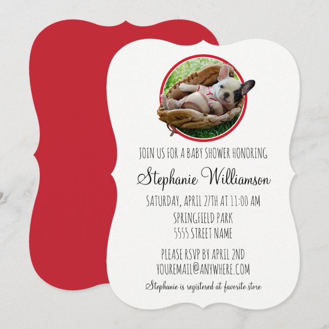 Niedlicher Welpe im Baseball-Mitt Einladung (Vorne/Hinten)