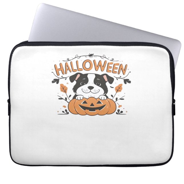 Niedlicher Welpe in Pumpkin - Halloween Hundelabbi Laptopschutzhülle (Vorderseite)