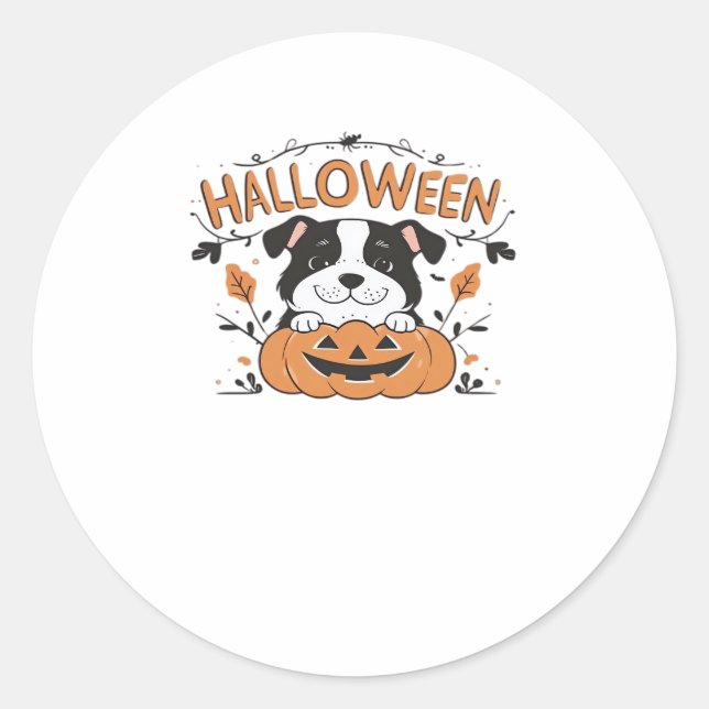 Niedlicher Welpe in Pumpkin � Halloween Hundelabbi Runder Aufkleber (Vorderseite)