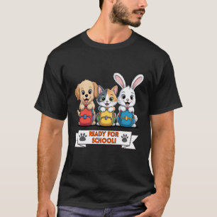Niedlicher Welpe Kätzchen Hase Zurück zur Schule H T-Shirt