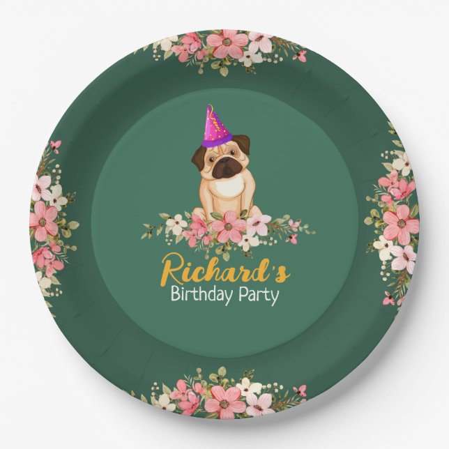 Niedlicher Welpe-Kindergeburtstag Pappteller (Vorderseite)
