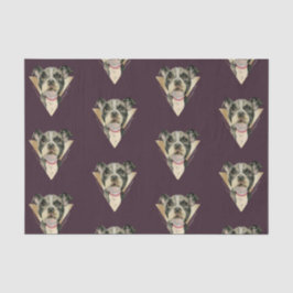 Niedlicher Welpe mit Goldgeometrischem Seidenpapier