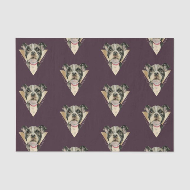 Niedlicher Welpe mit Goldgeometrischem Seidenpapier (Vorderseite)