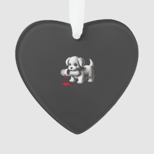Niedlicher Welpe mit Hausschuh-Hemd Dunkler Humor Ornament
