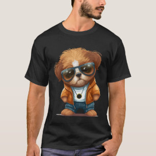 Niedlicher Welpe mit Sonnenbrille 4 T-Shirt
