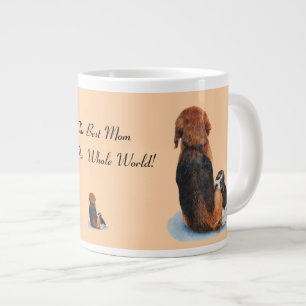 Niedlicher Welpen-Beagle mit Mama-Hunderealkunst Jumbo-Tasse