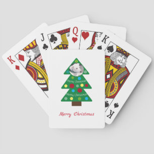 Niedlicher Welpen Hund farbenfrohe Weihnachtsbaum Spielkarten