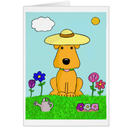 Niedlicher Welpen-Hund in der Garten-Karte