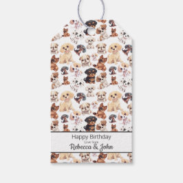 Niedlicher Welpen-Hundemuster Geburtstag Geschenkanhänger