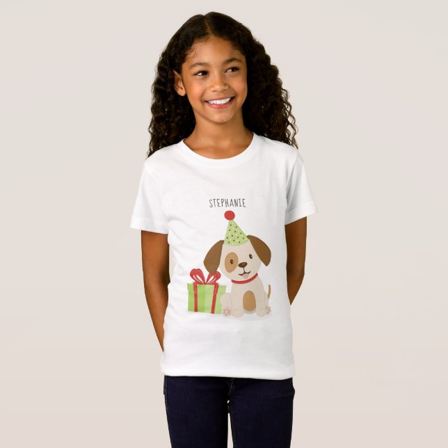 Niedlicher WelpenGeburtstag T-Shirt (Vorne ganz)