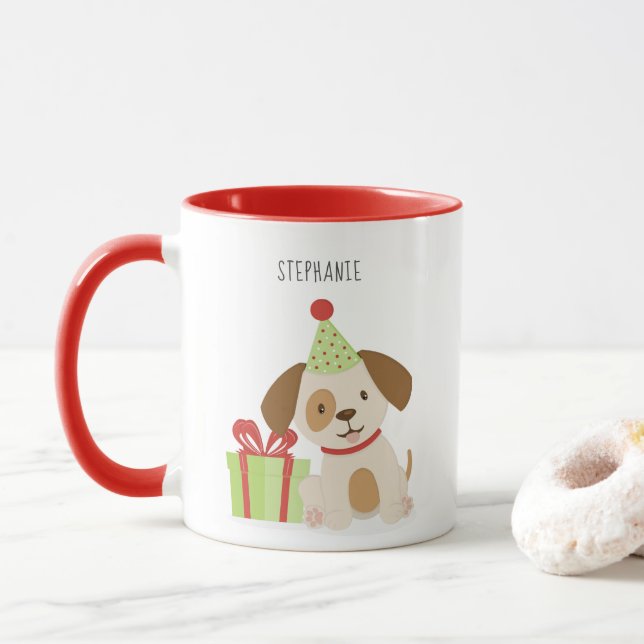 Niedlicher WelpenGeburtstag Tasse (Mit Donut)