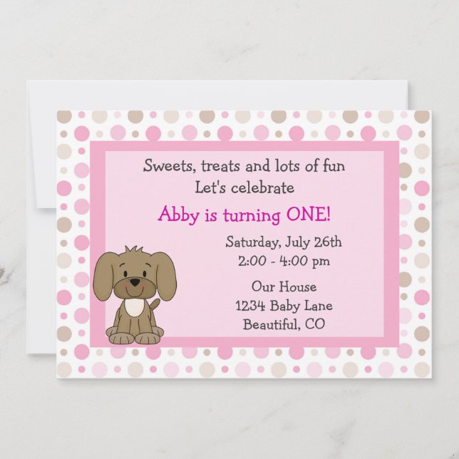 Niedlicher Welpenhund 1. Geburtstag Einladung für  (Vorderseite)