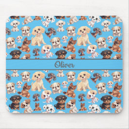 Niedlicher Welpenhund blau Mousepad